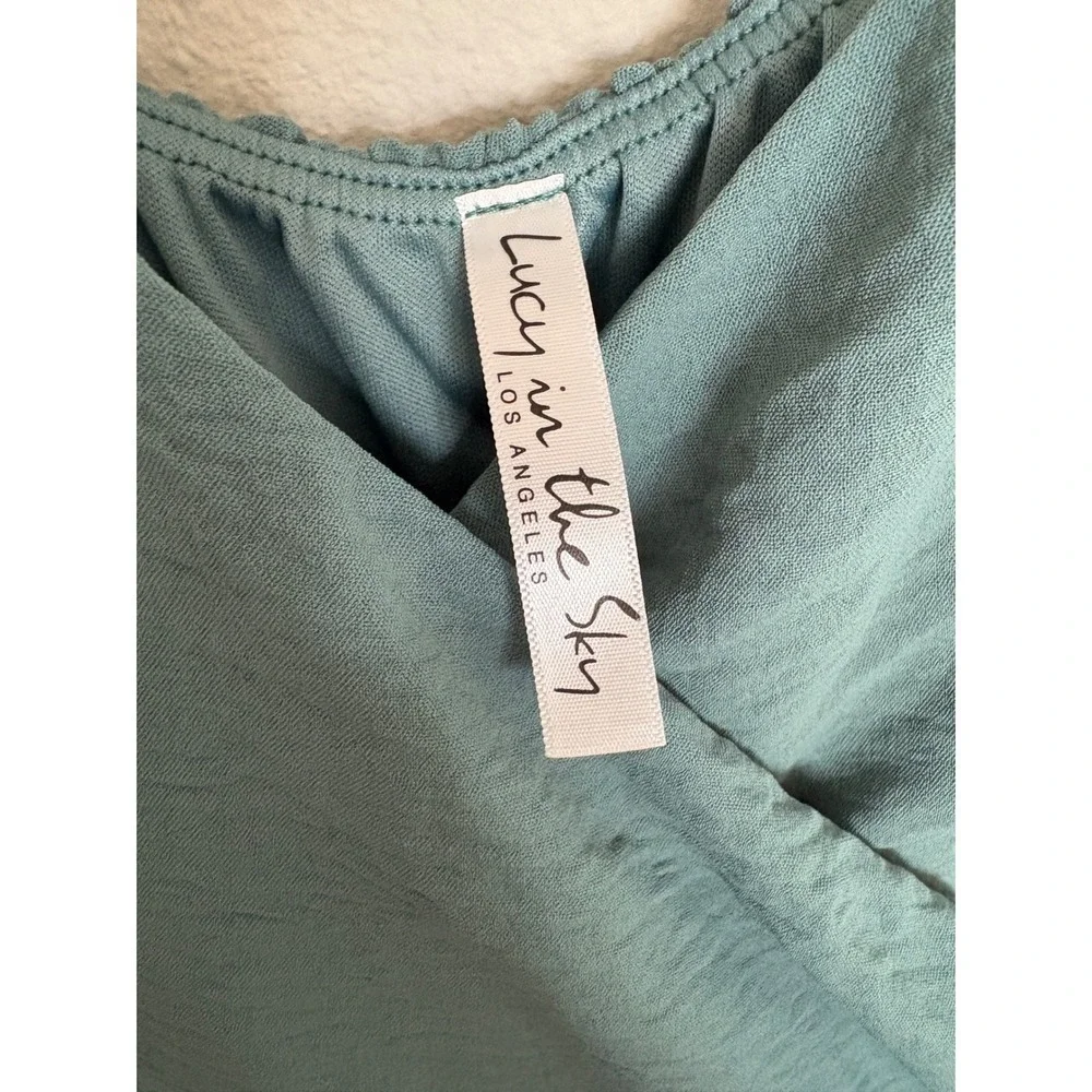 Lucy in the Sky Teal Wrap Tie Waist Dress - Picture 8 of 9